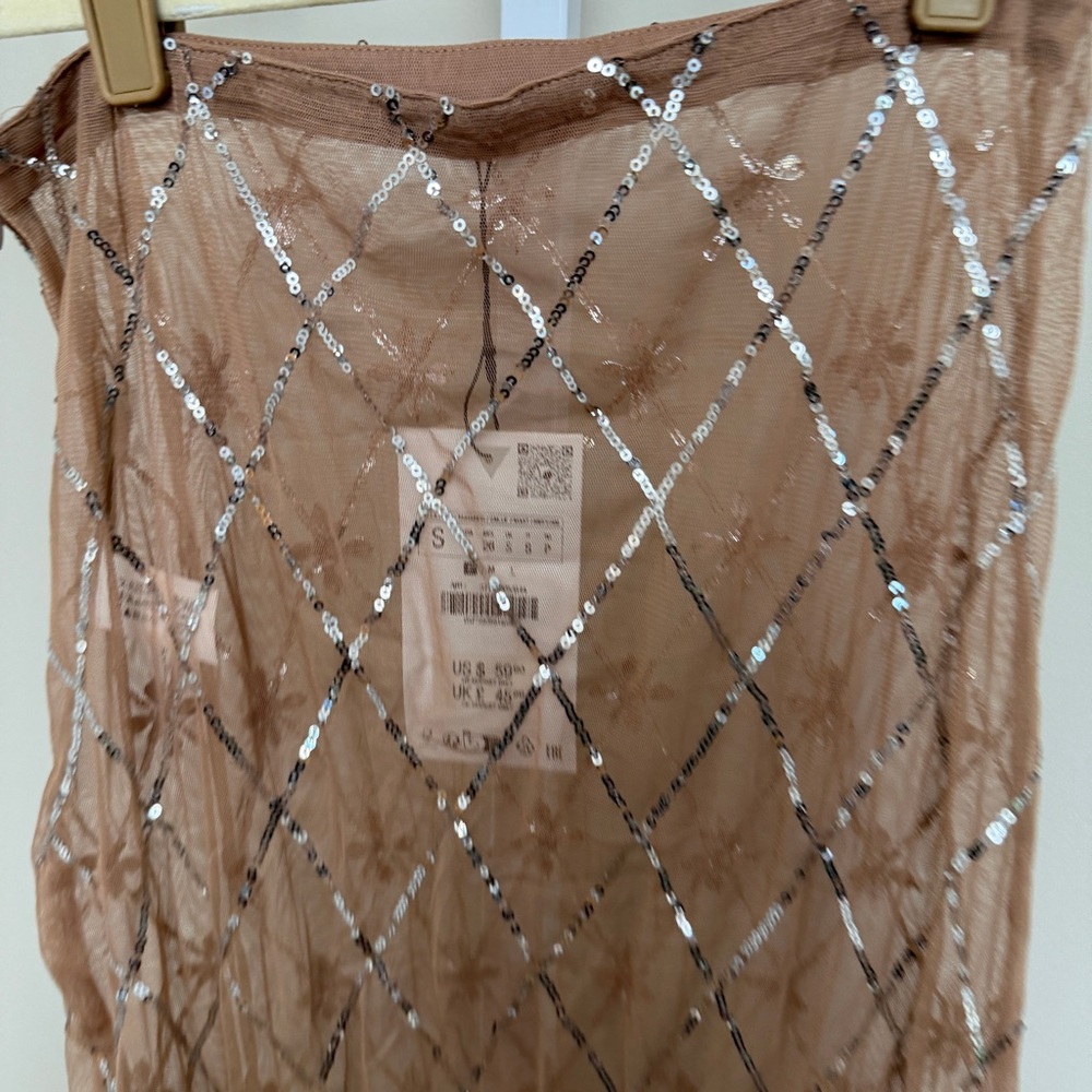 Zara Elegant Brown Mesh Skirt new with tags size S - Picture 4 of 5